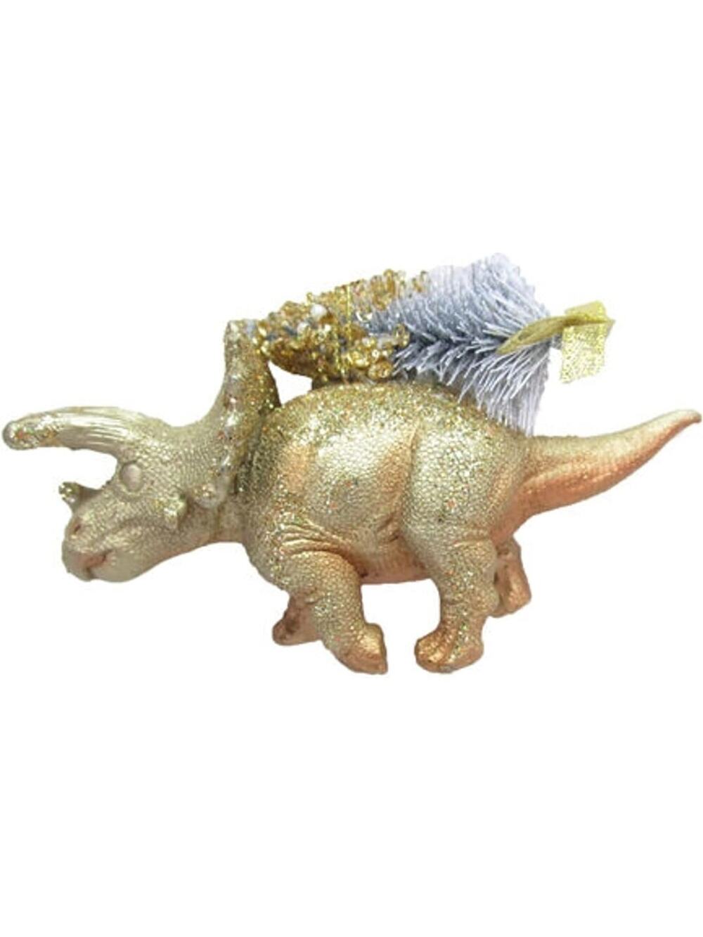 Triceratops December Diamonds 79-81484 Gold 5.75" Christmas Tree Resin Ornament
